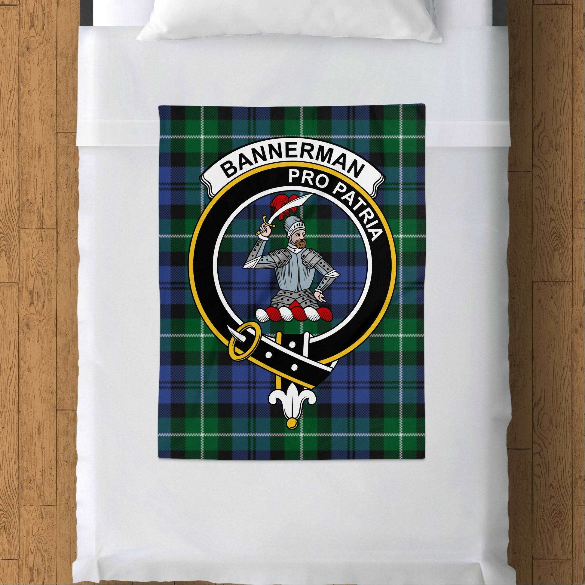 Bannerman Clan Scottish Tartan Crest Throw Blanket - Living Stone Gifts