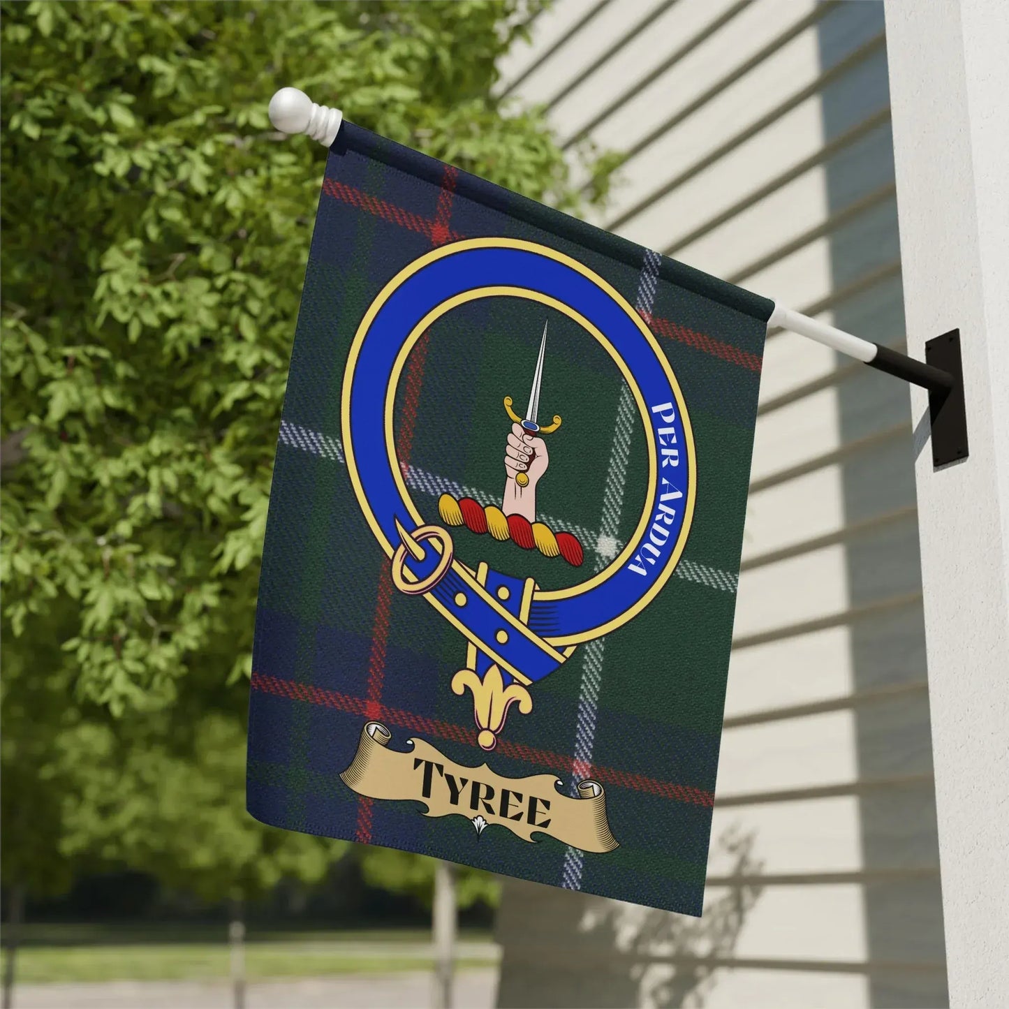 Per Ardua Clan Crest Tartan Flag product