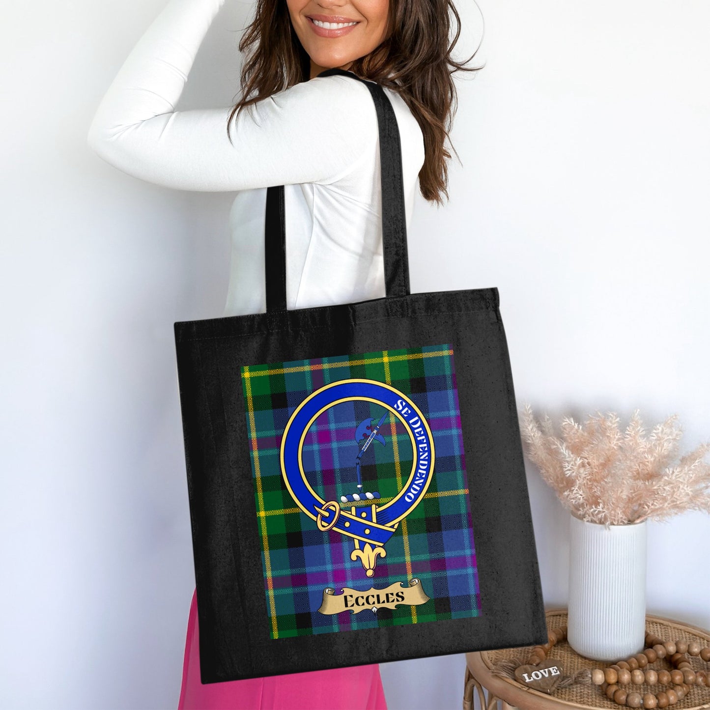 Clan Eccles Scottish Crest Tartan Tote Bag - Living Stone Gifts