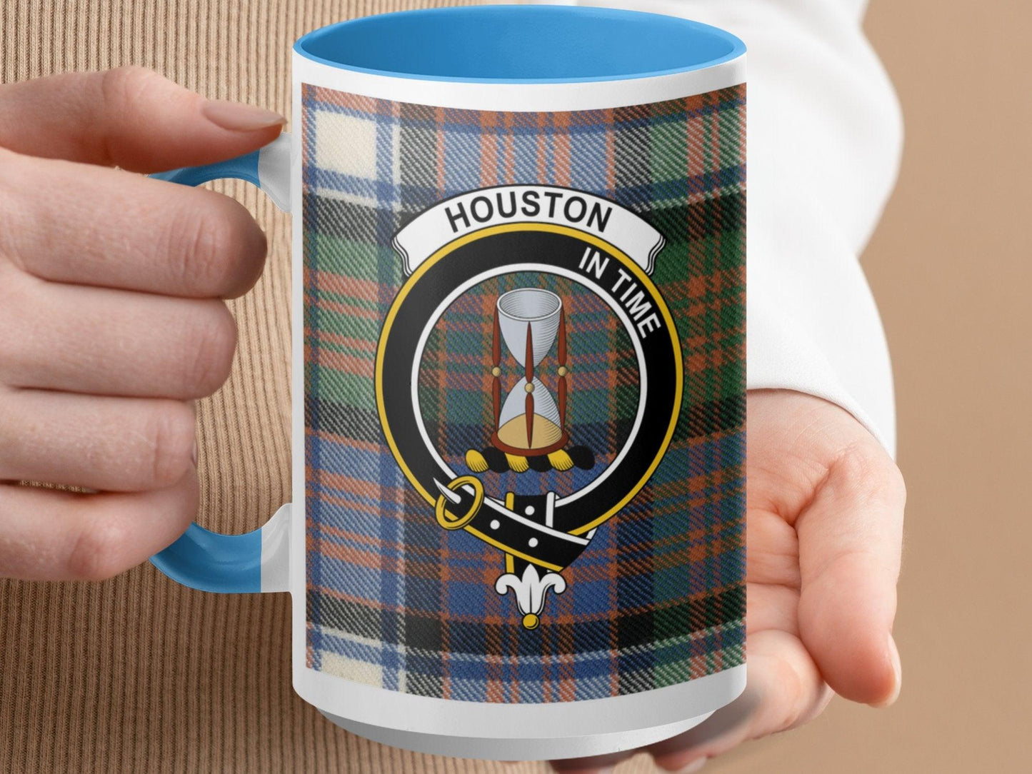 Houston In Time Crest Plaid Tartan Clan Scottish Mug - Living Stone Gifts