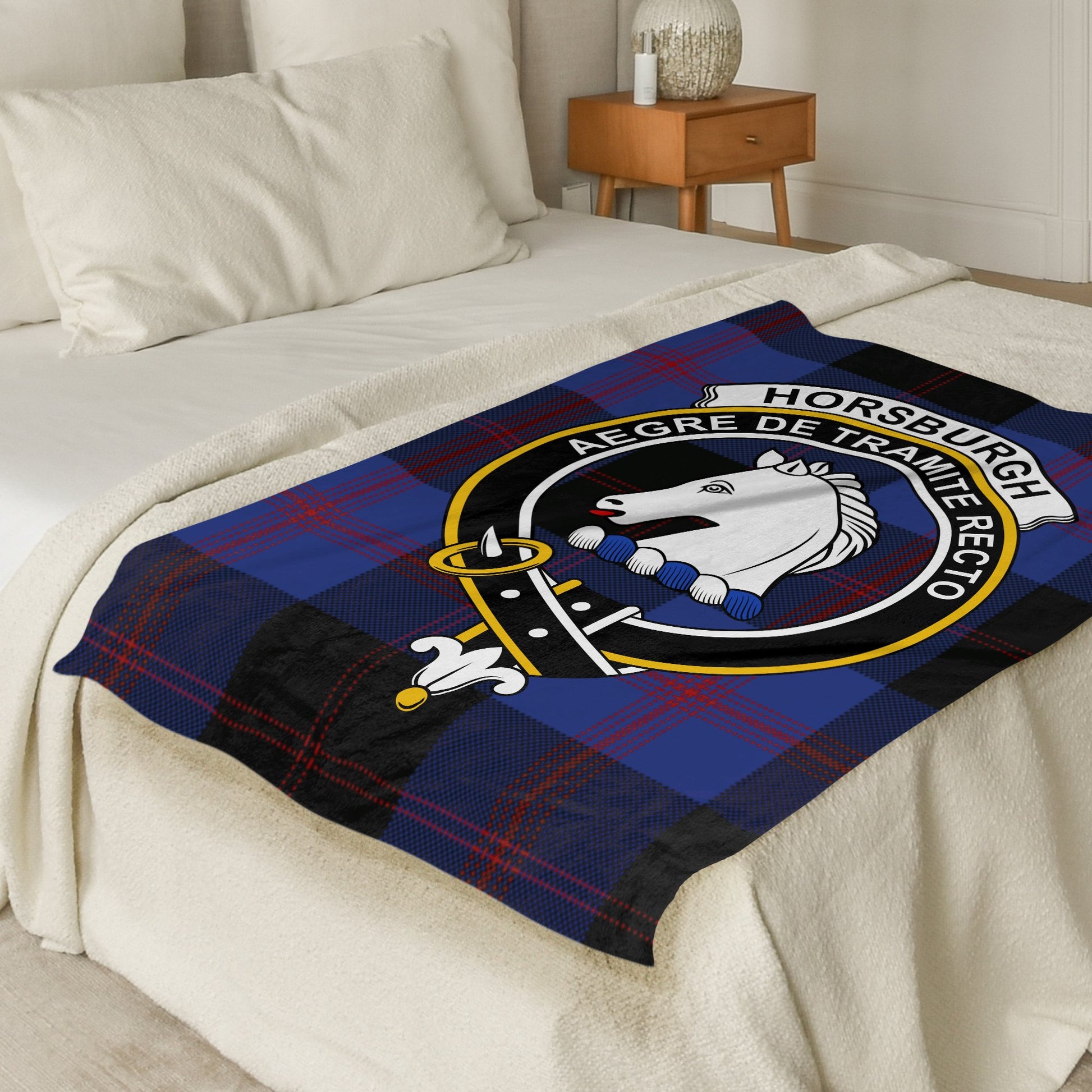 Scottish Clan Horsburgh Crest Tartan Blanket - Living Stone Gifts