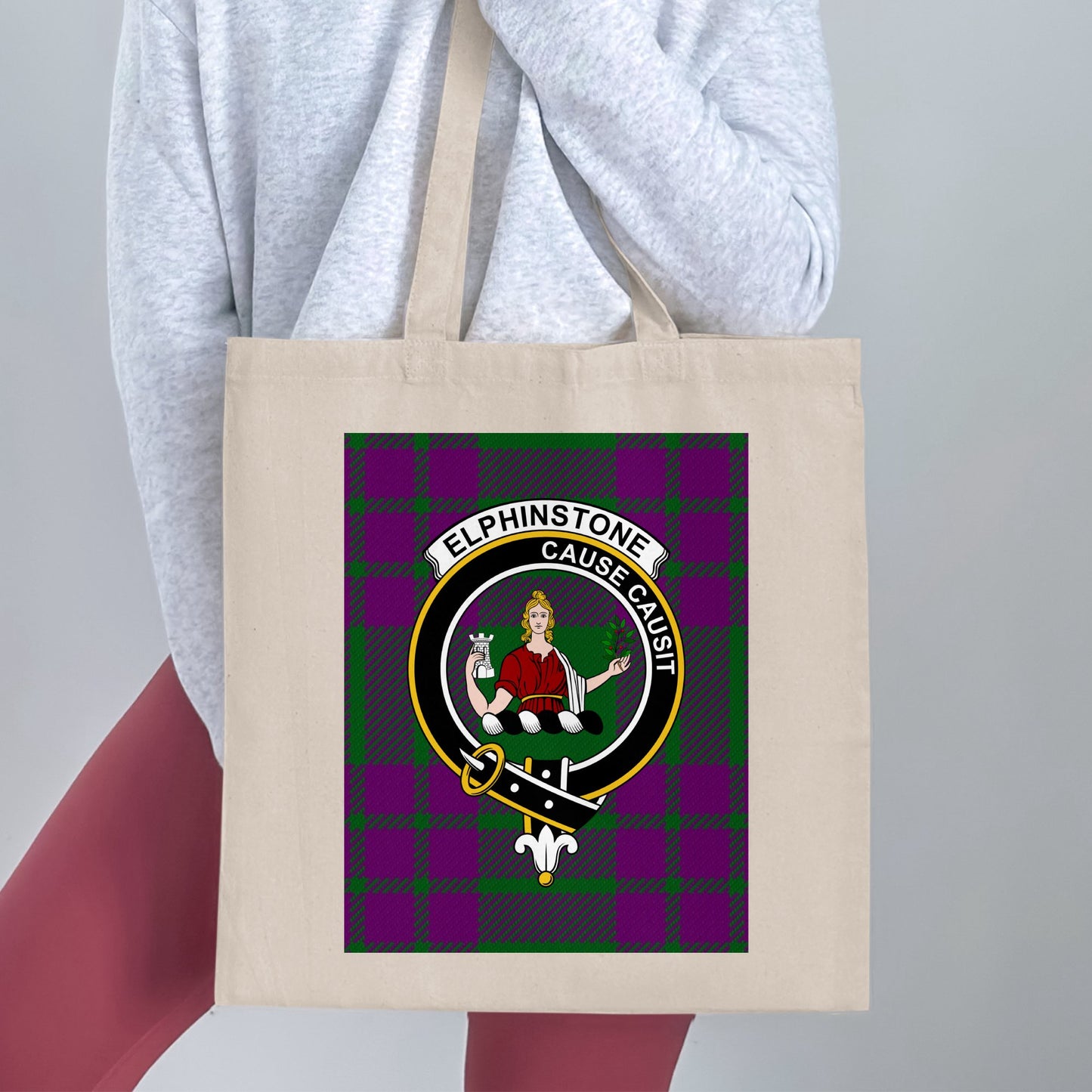 Elphinstone clan scottish tartan tote bag - Living Stone Gifts