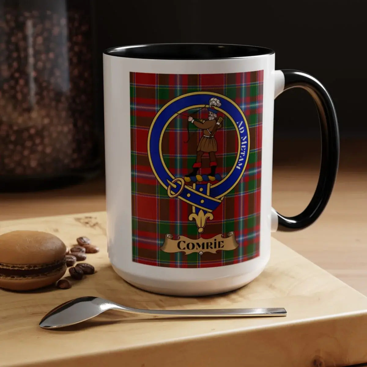 Comrie Clan Crest Tartan Coffee Mug with Spoon