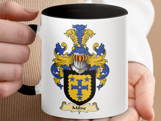 Milne Family Crest Heraldic Design Accent Coffee Mug - Living Stone Gifts