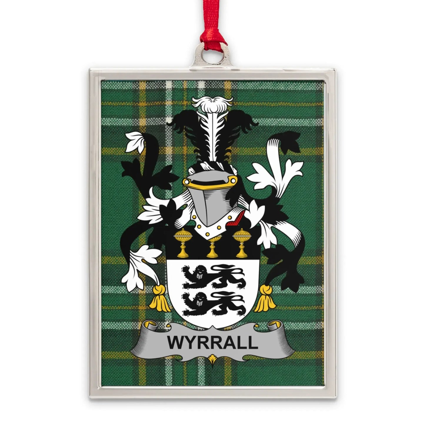 Wyrall Family Crest Plaid Background Hanging Sign product