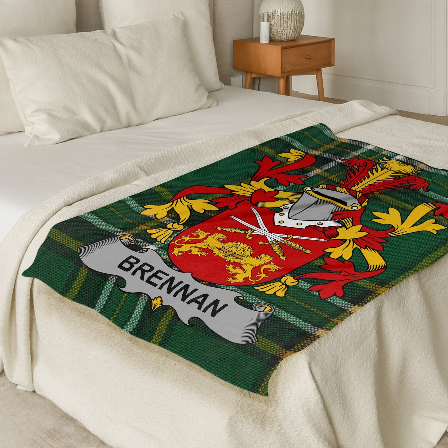 Brennan Surname Irish Tartan Throw Blanket - Living Stone Gifts