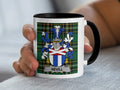 Nevill Irish Heritage Accent Mug with black handle and family crest