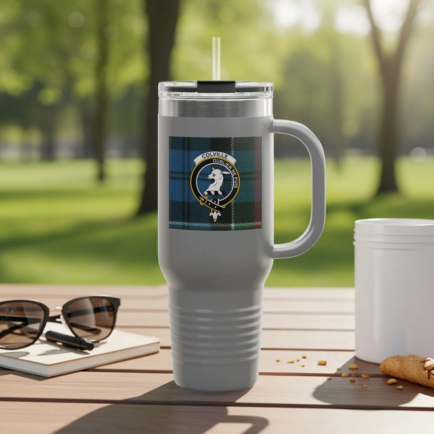 Insulated Tumbler with Plaid Design Hiking Themed product type