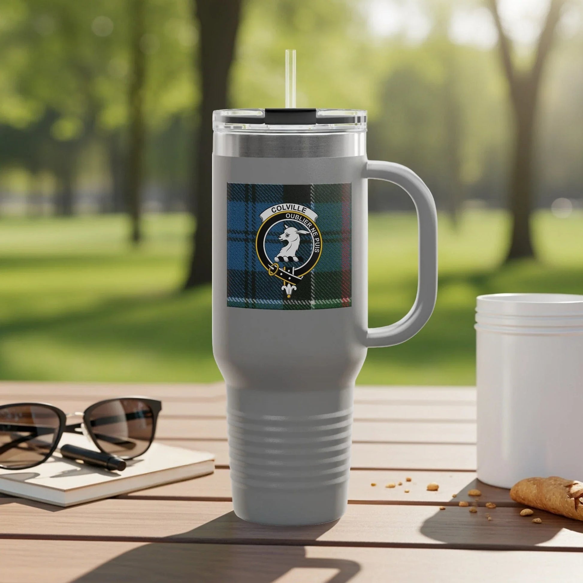 Insulated Tumbler with Plaid Design Hiking Themed product type