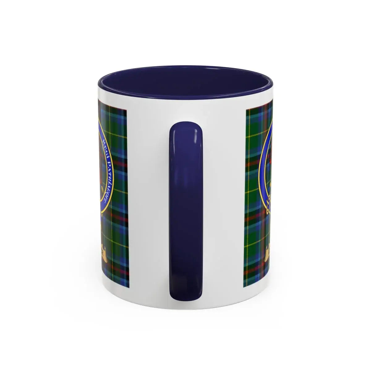 Tartan Patterned Mug with Traditional Emblem Design
