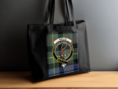 Scottish Clan Rollo Tartan Crest Design Tote Bag - Living Stone Gifts