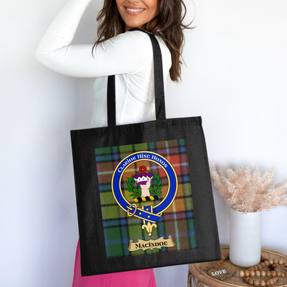 Macindoe Clan Scottish Tartan Crest Plaid Tote Bag - Living Stone Gifts