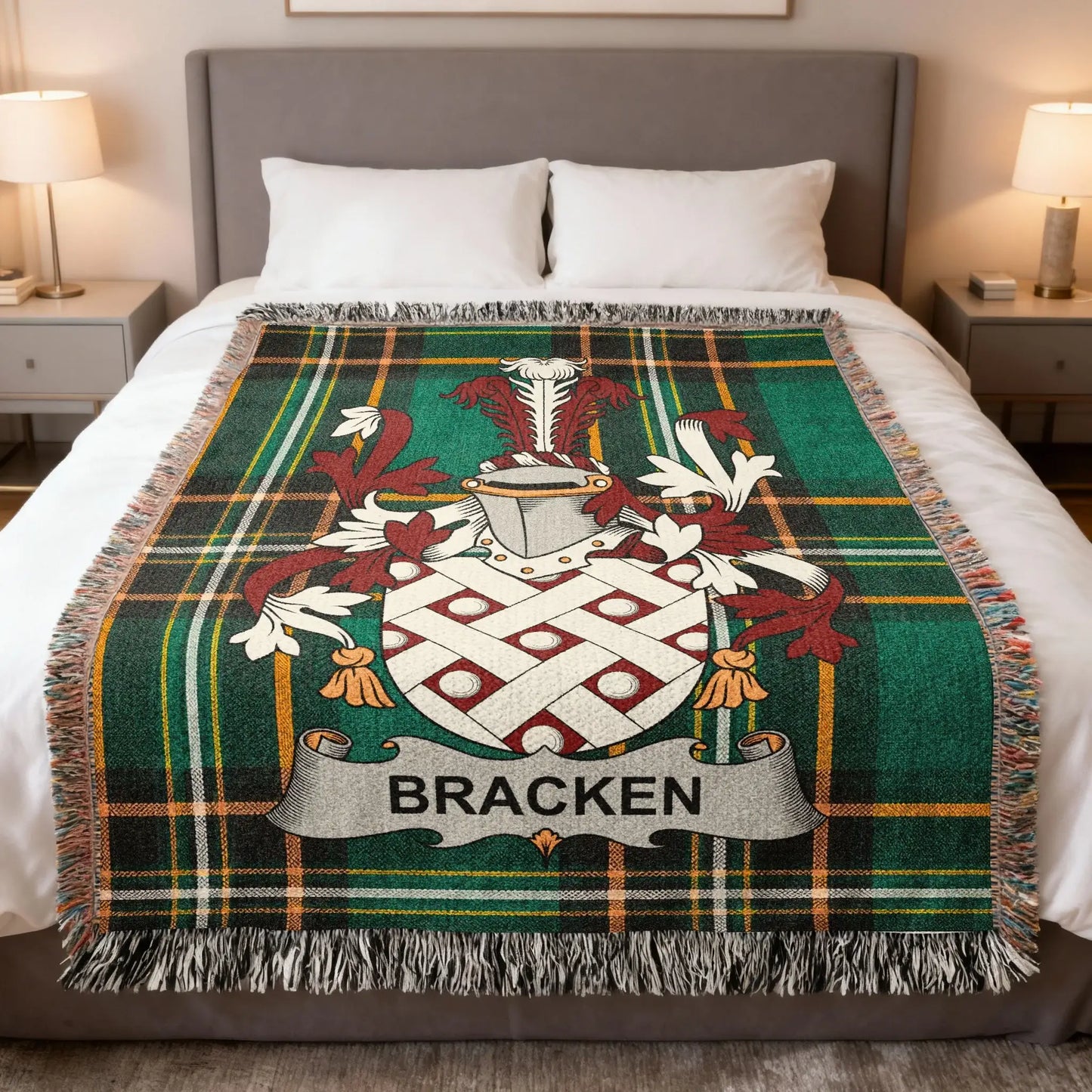 Bracken Crest Plaid Green Yellow Fringed Throw product type