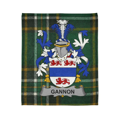 Gannon Family Crest on Tartan Background Blanket product