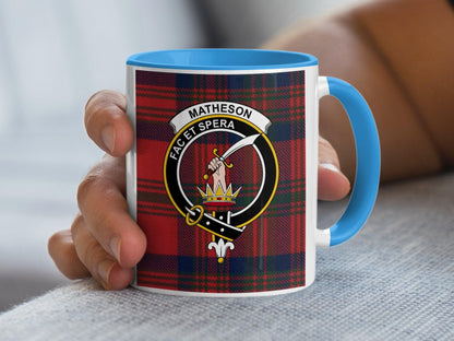 Matheson Scottish Clan Crest Tartan Large Ceramic Mug - Living Stone Gifts