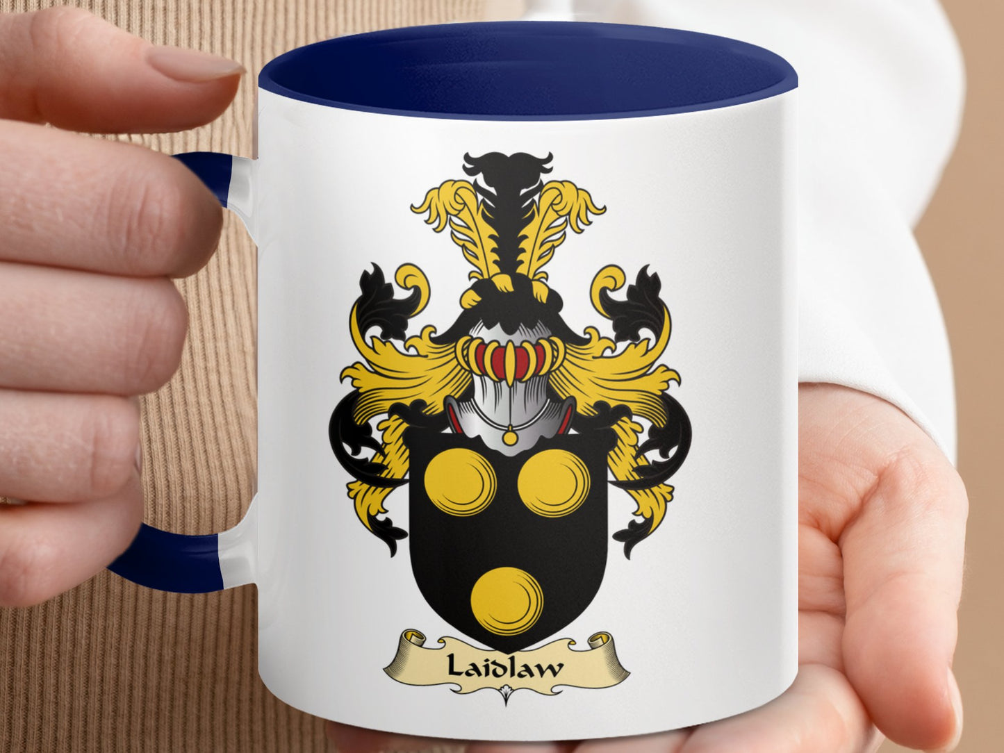 Clan Laidlaw Scottish Coat of Arms Accent Mug - Living Stone Gifts