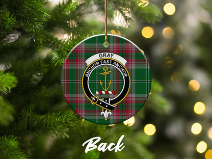 Gray Anchor Fast Anchor Plaid Christmas Ornament product type