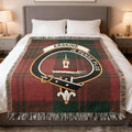 Clan Erskine tartan woven blanket — 100% cotton, full tartan pattern in woven construction