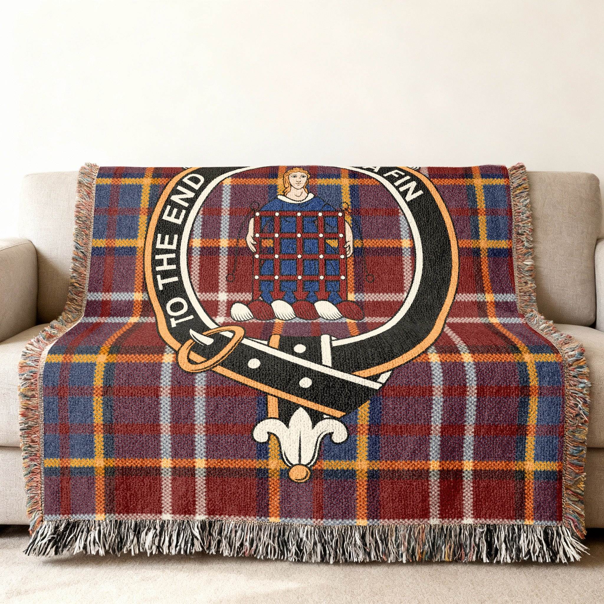 To The End Clan Crest Plaid Blanket Throw