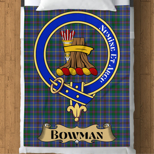 Scottish Clan Bowman Crest Tartan Throw Blanket - Living Stone Gifts