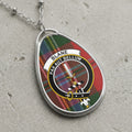 Blane clan Scottish tartan necklace with clan crest and Pax Aut Bellum motto on tartan background