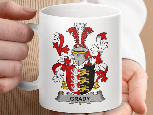 Grady Surname Irish Family Crest Design Mug - Celtic Ancestry Gifts