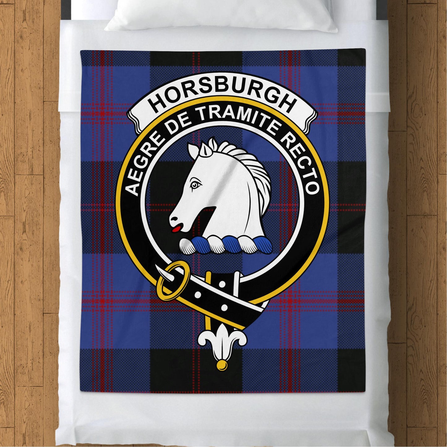 Scottish Clan Horsburgh Crest Tartan Blanket - Living Stone Gifts