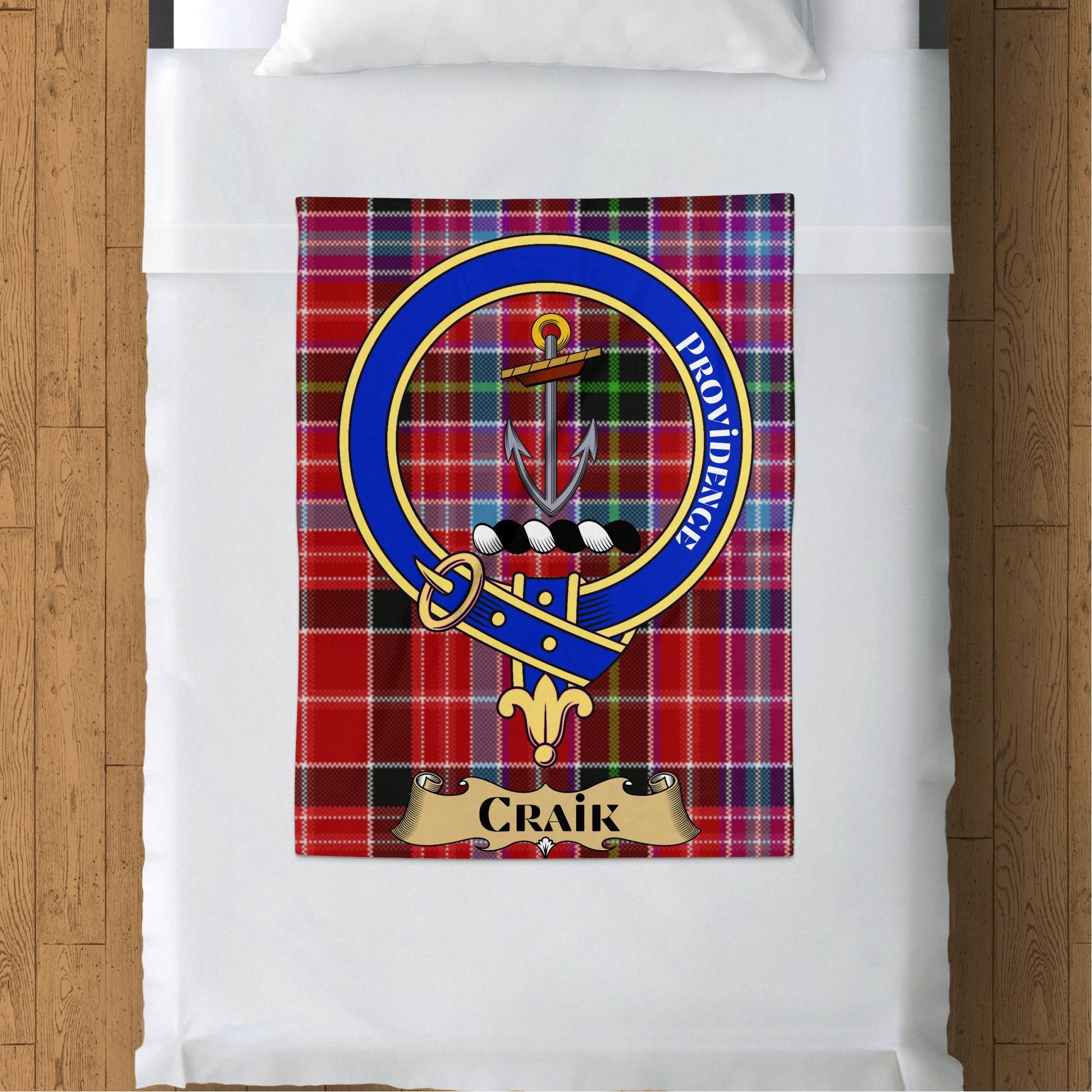 Scottish Clan Craik Providence Tartan Crest Throw Blanket - Living Stone Gifts