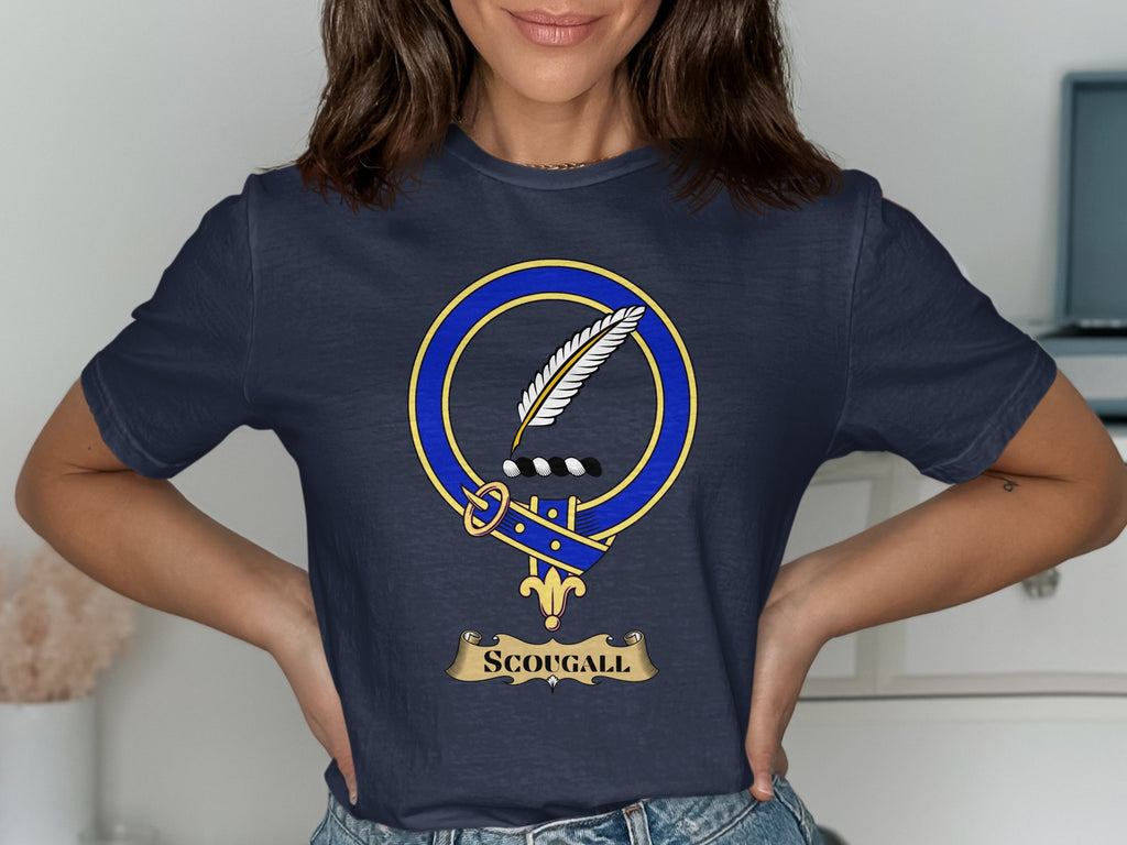 Scougall Scottish clan crest design on Navy T-shirt