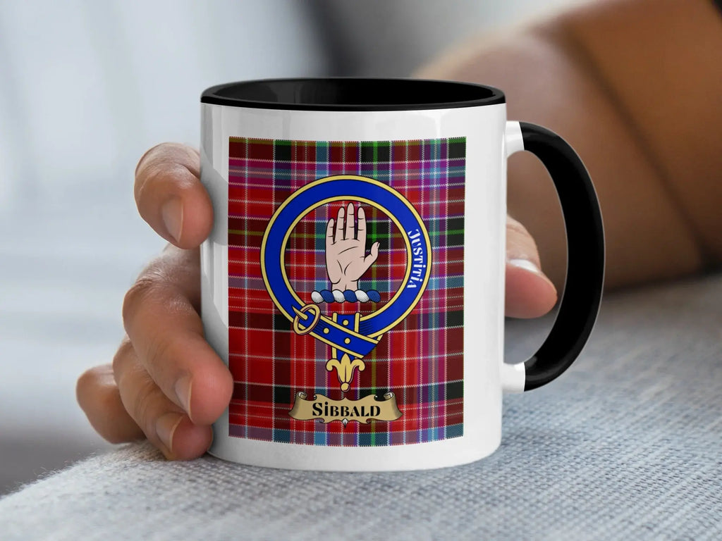 Sibbald tartan mug with a coloured accent handle and interior