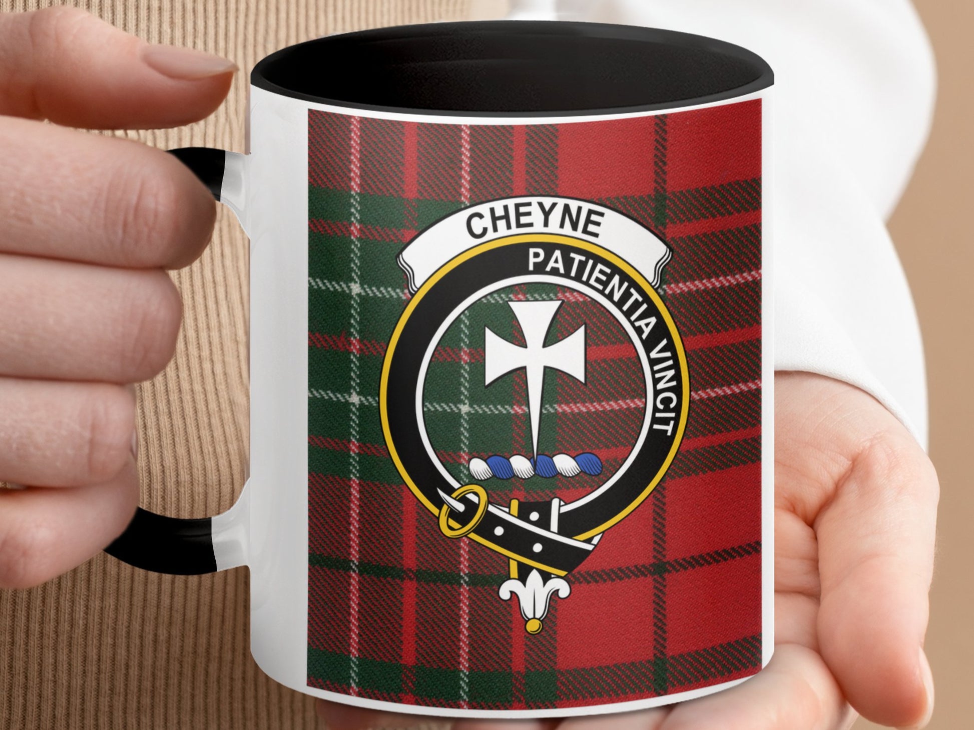 Clan Cheyne Scottish Tartan Crest Mug - Living Stone Gifts