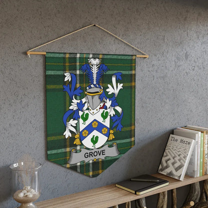 Custom Family Crest in Tartan Pattern Wall Banner product