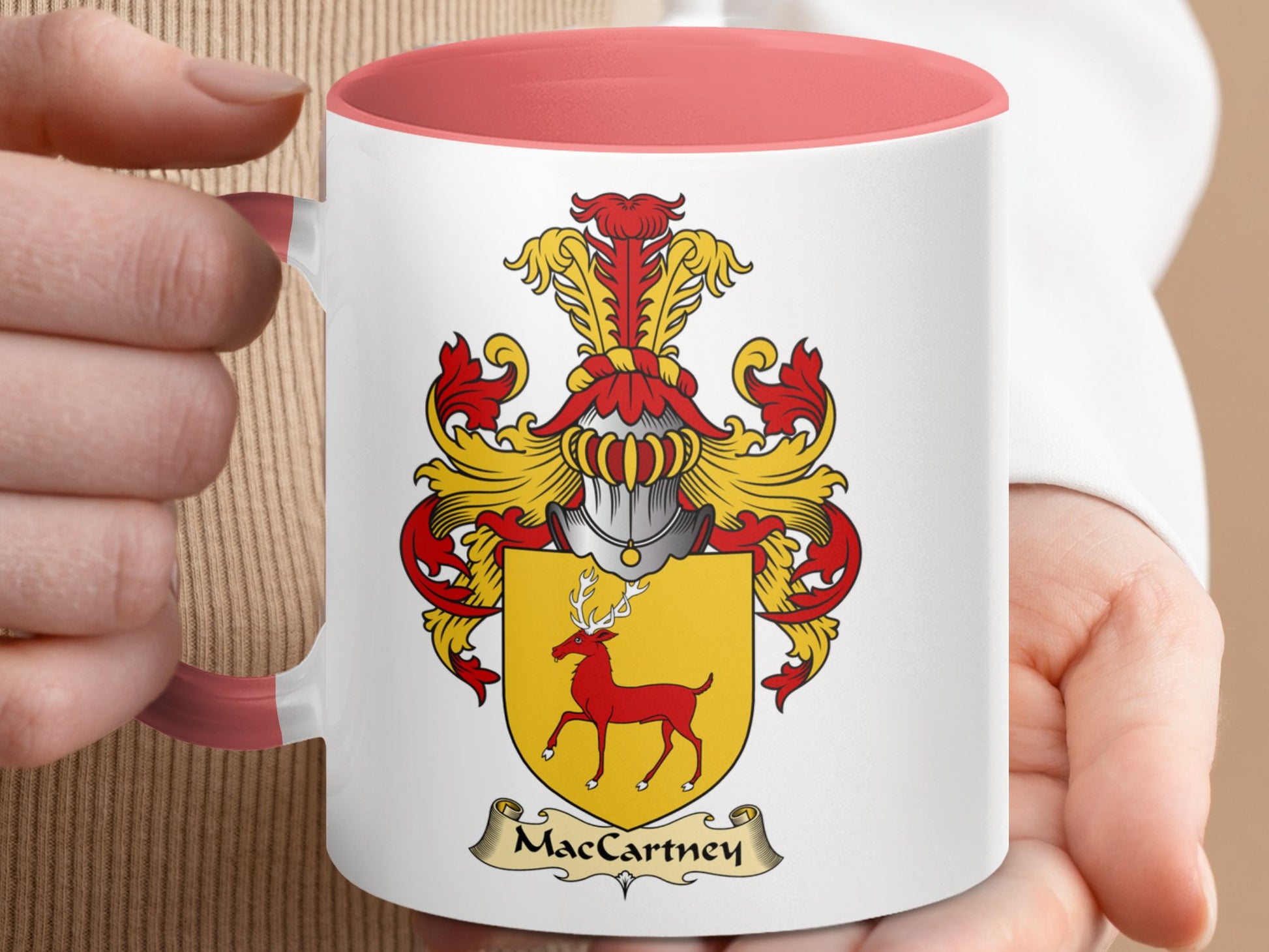 MacCartney Family Crest Heraldic Design Accent Mug - Living Stone Gifts