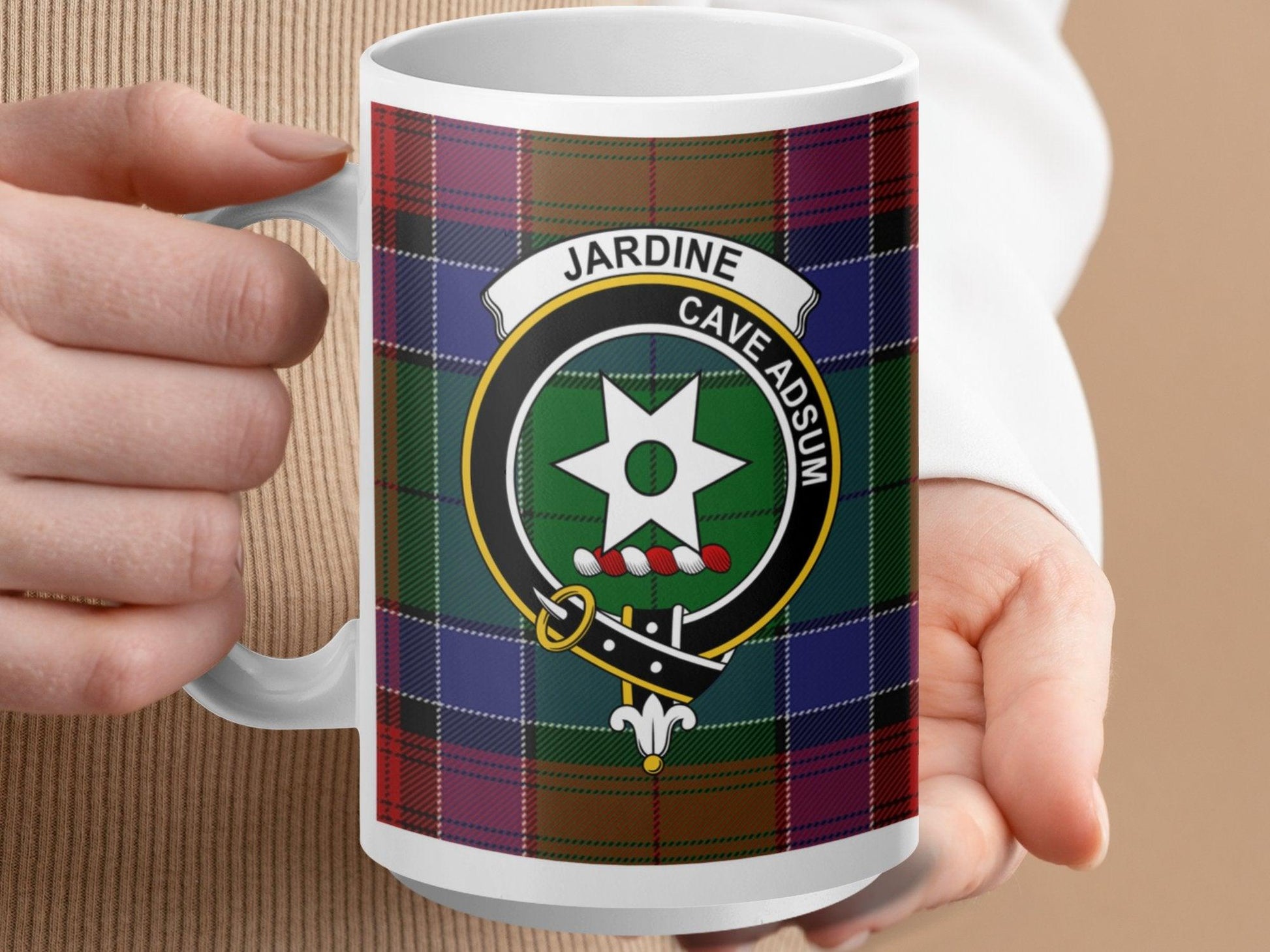 Jardine Clan Crest Scottish Heritage Tartan Pattern Mug - Living Stone Gifts