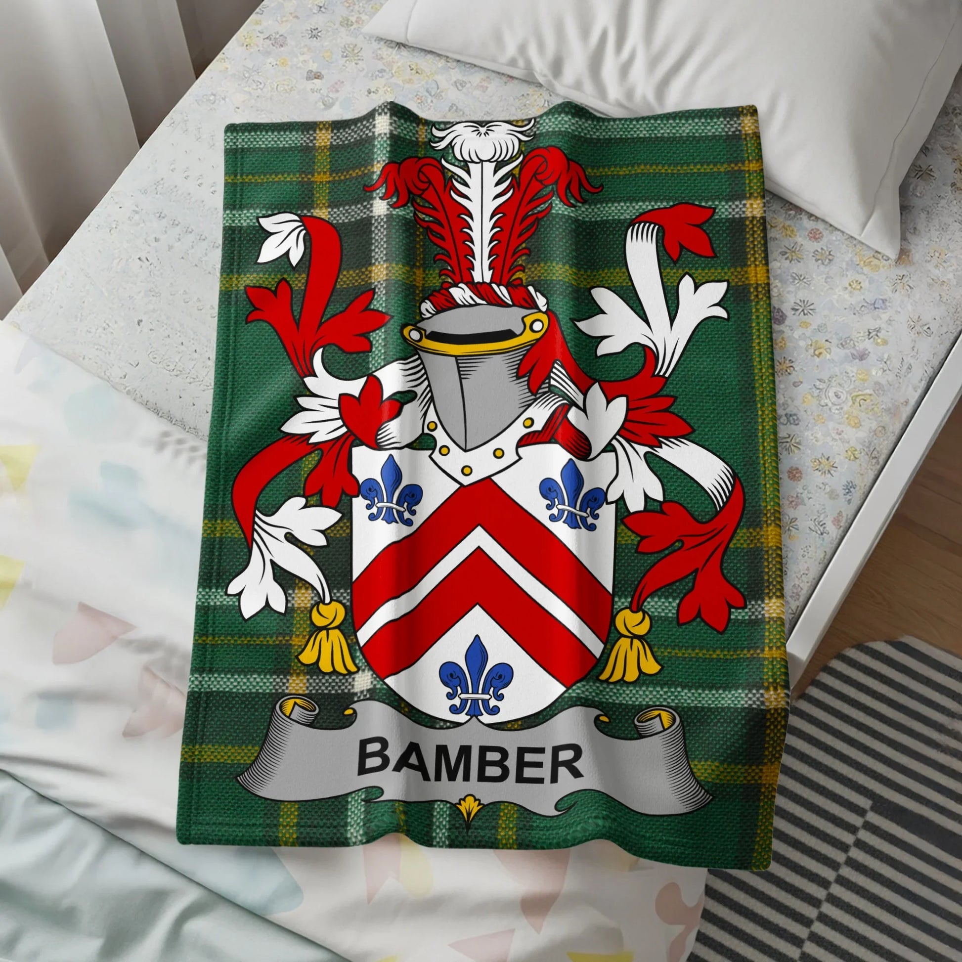 Family Crest Blanket with Bamber Coat of Arms design blanket