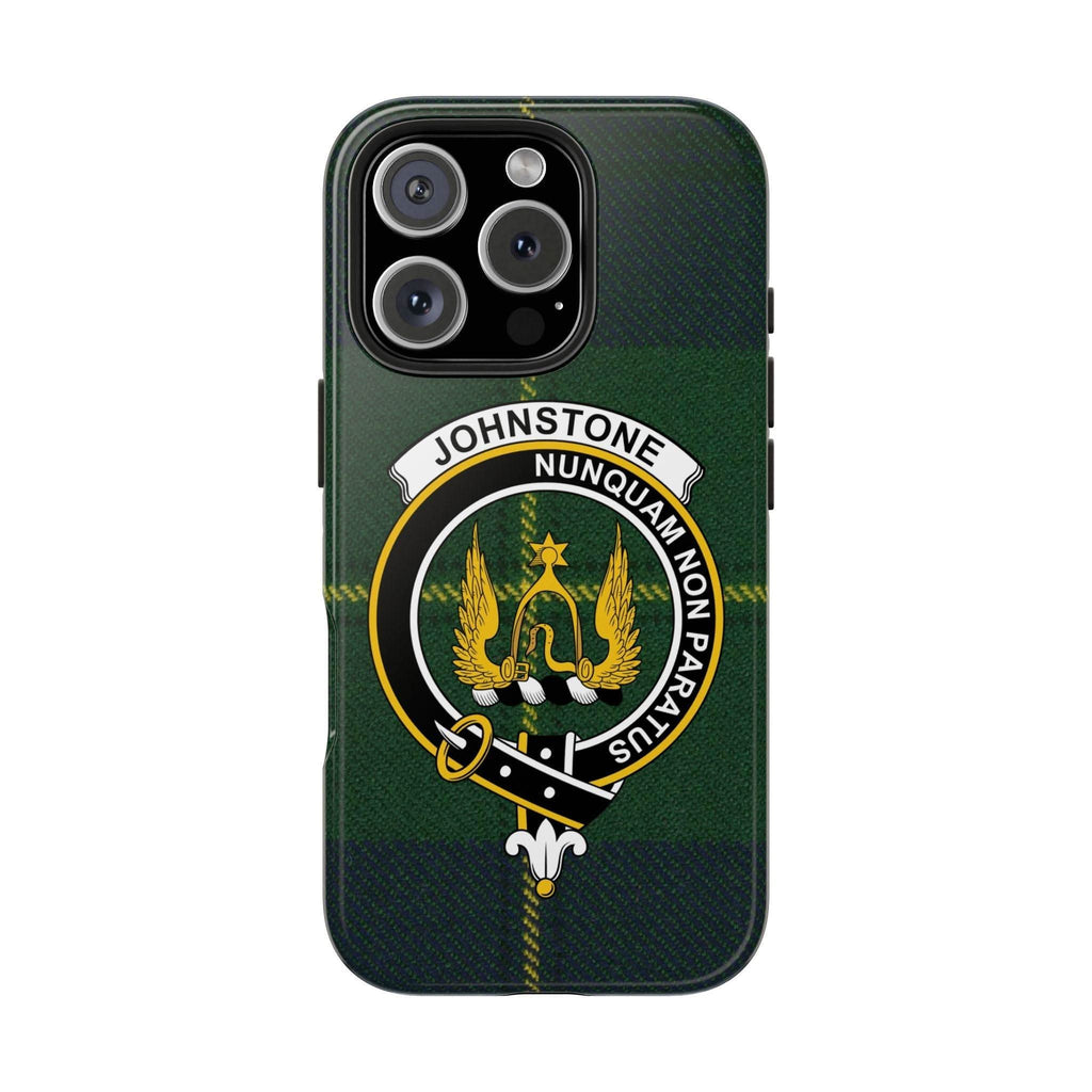 Johnstone Clan Crest Tartan Background Cell Phone Case - Celtic Ancestry Gifts