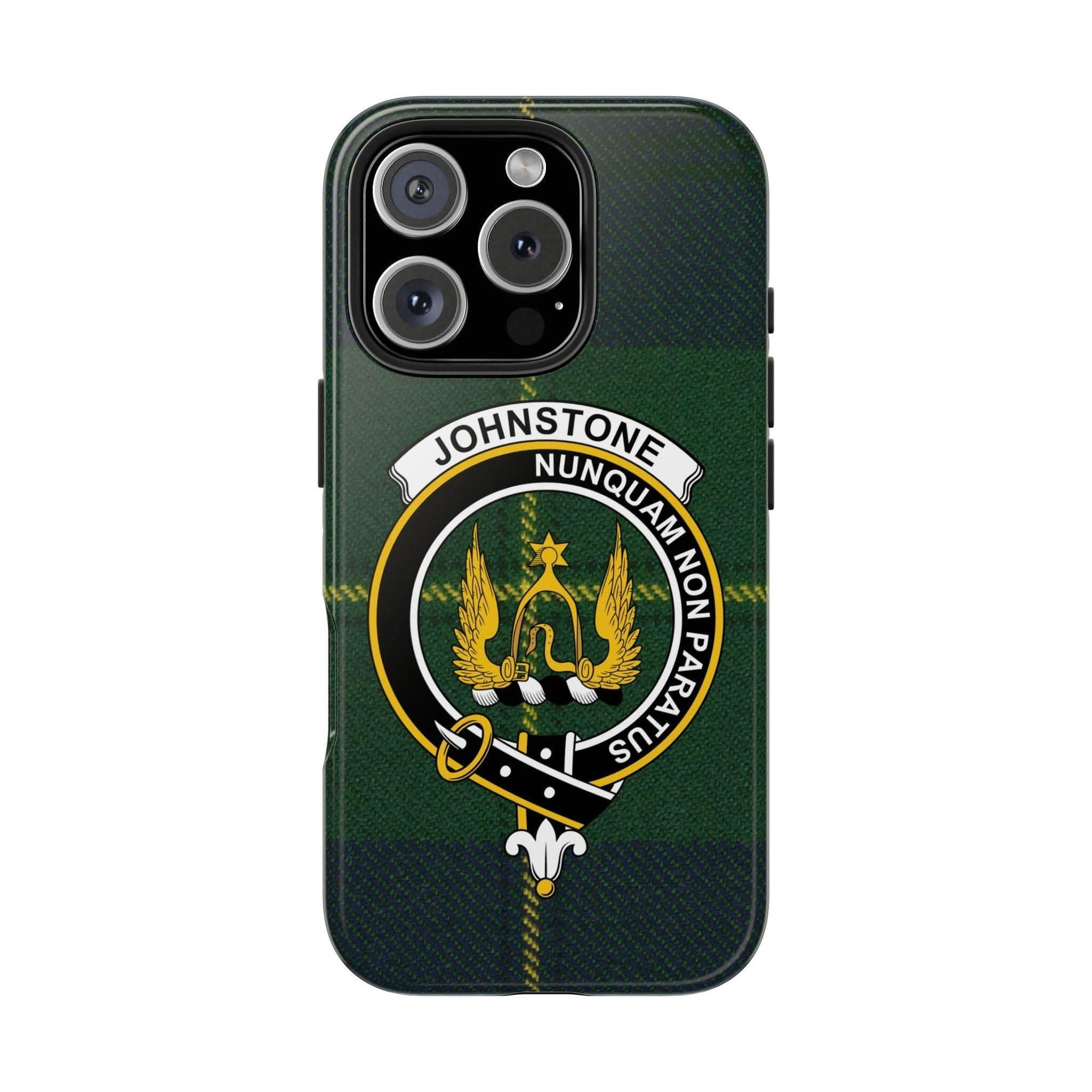 Johnstone Clan Crest Tartan Background Cell Phone Case - Celtic Ancestry Gifts