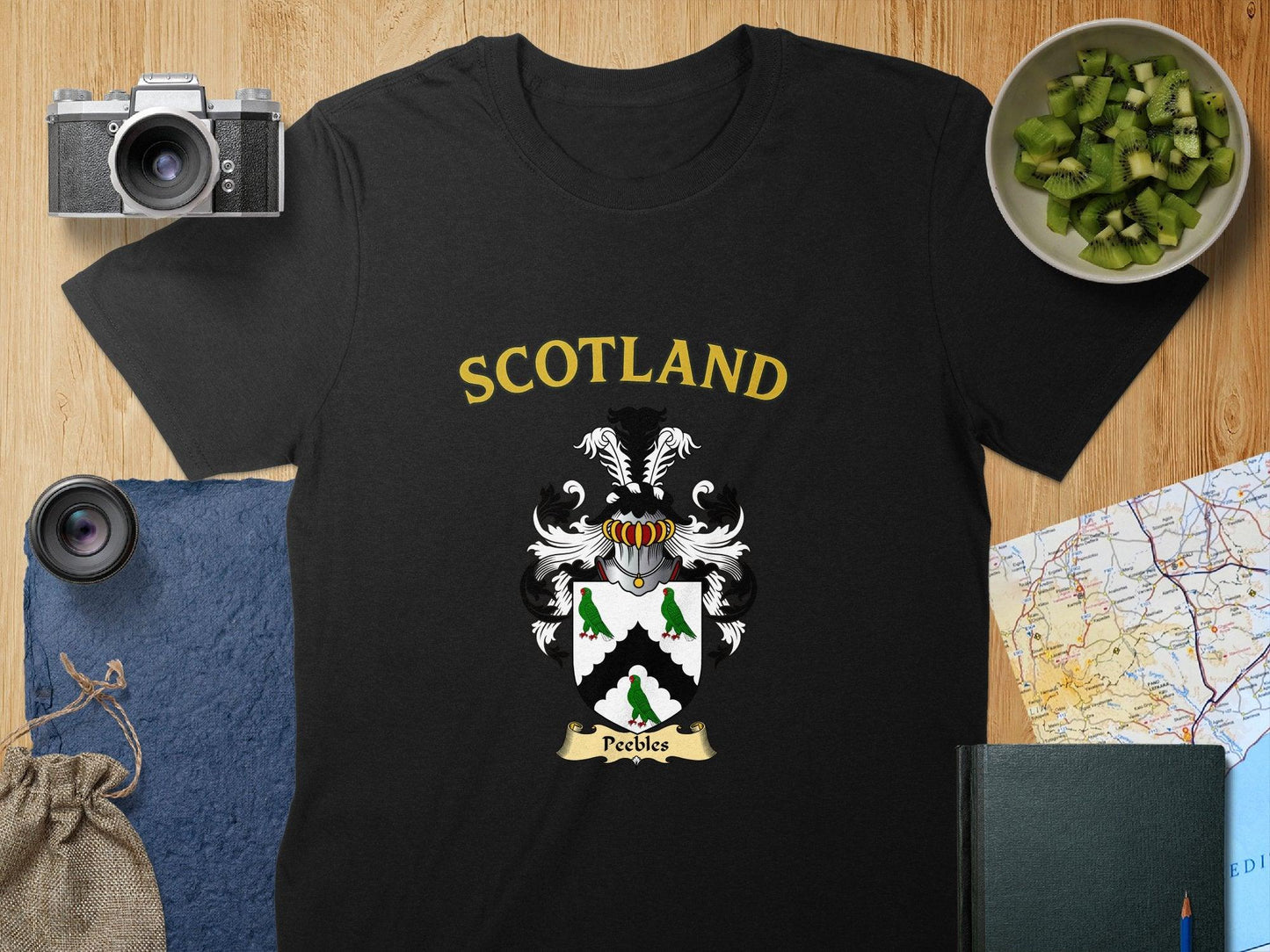 Scotland Peebles Family Crest Black T-shirt product