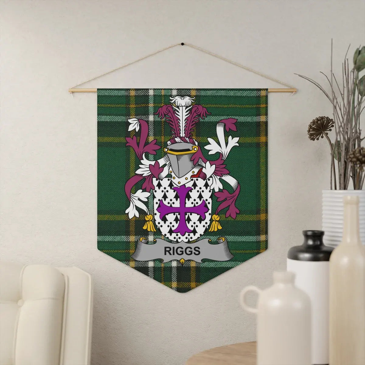 Riggs Family Crest Tartan Heritage Wall Hanging product type