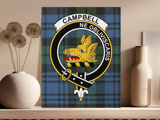 Campbell Tartan Crest Canvas - Celtic Ancestry Gifts