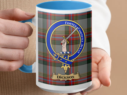 Clan Dickson Scottish Tartan Crest Heritage Mug - Living Stone Gifts