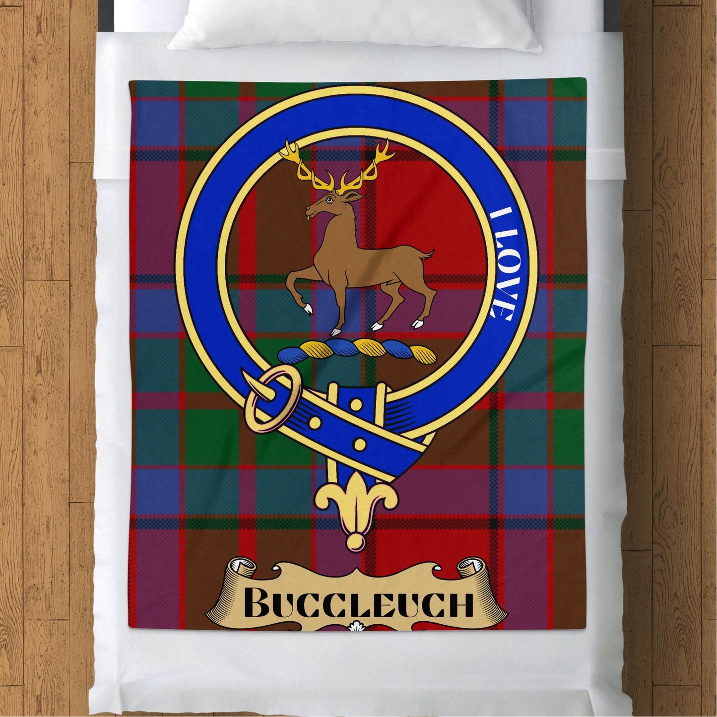 Scottish Clan Buccleuch Crest Tartan Throw Blanket - Living Stone Gifts