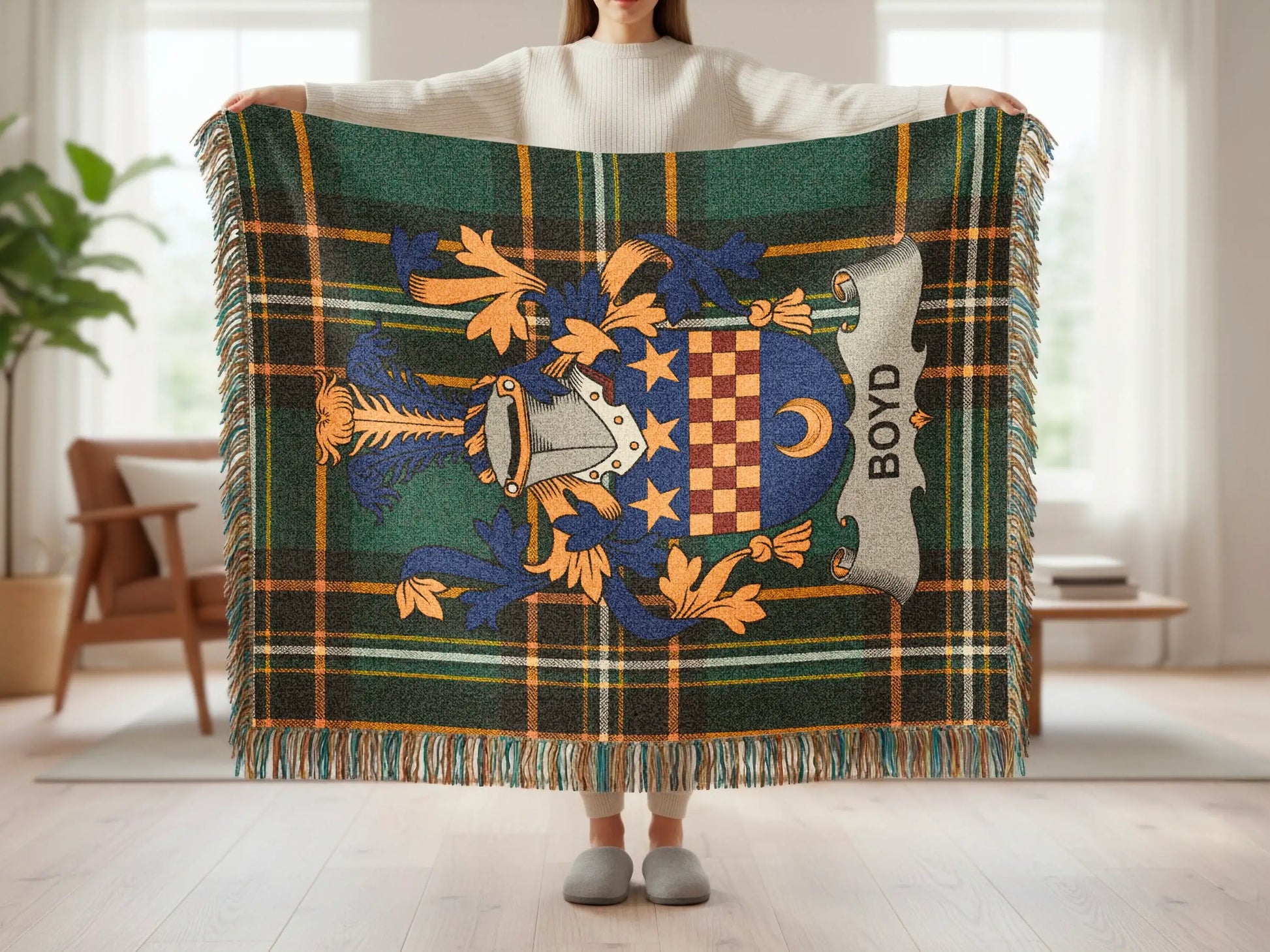 Boyd Clan Heraldry Green Gold Tartan Plaid Blanket product type