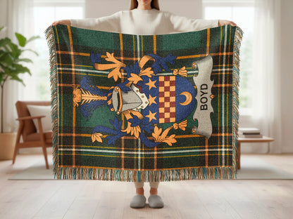 Boyd Clan Heraldry Green Gold Tartan Plaid Blanket product type