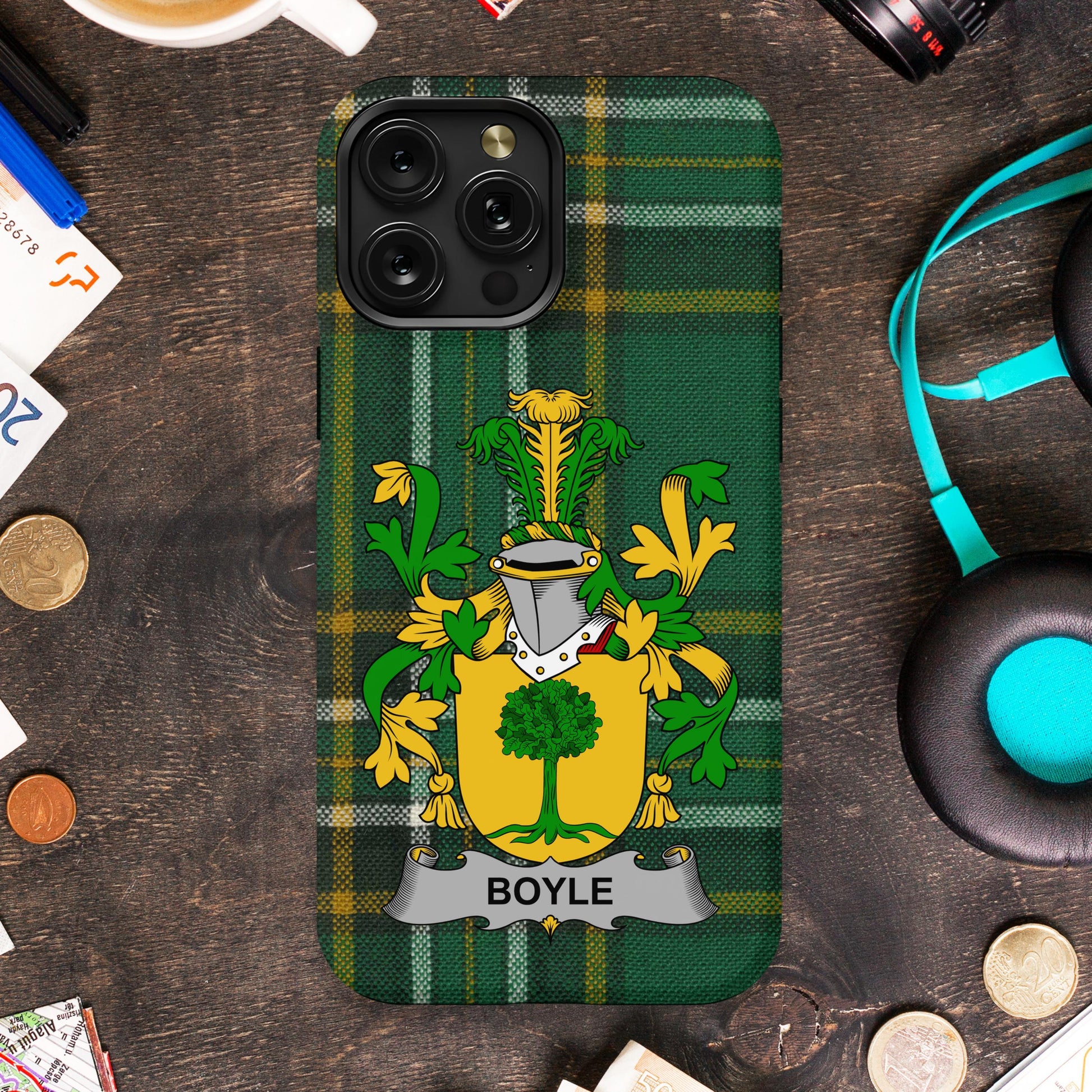 Boyle Irish Surname Family Crest Cell phone cover - Celtic Ancestry Gifts