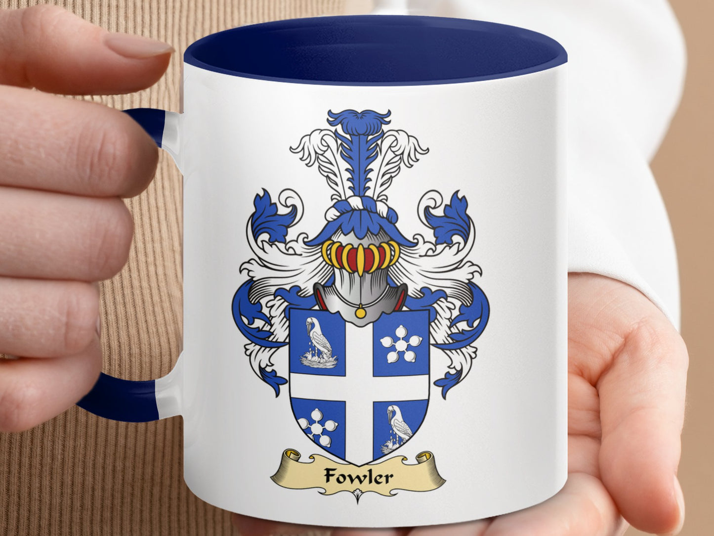 Clan Fowler Scottish coat of arms accent coffee Mug - Living Stone Gifts