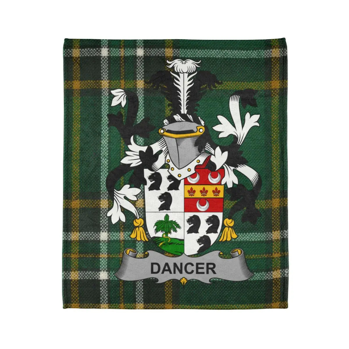 Dancer Family Crest Heraldic Green Tartan Blanket product