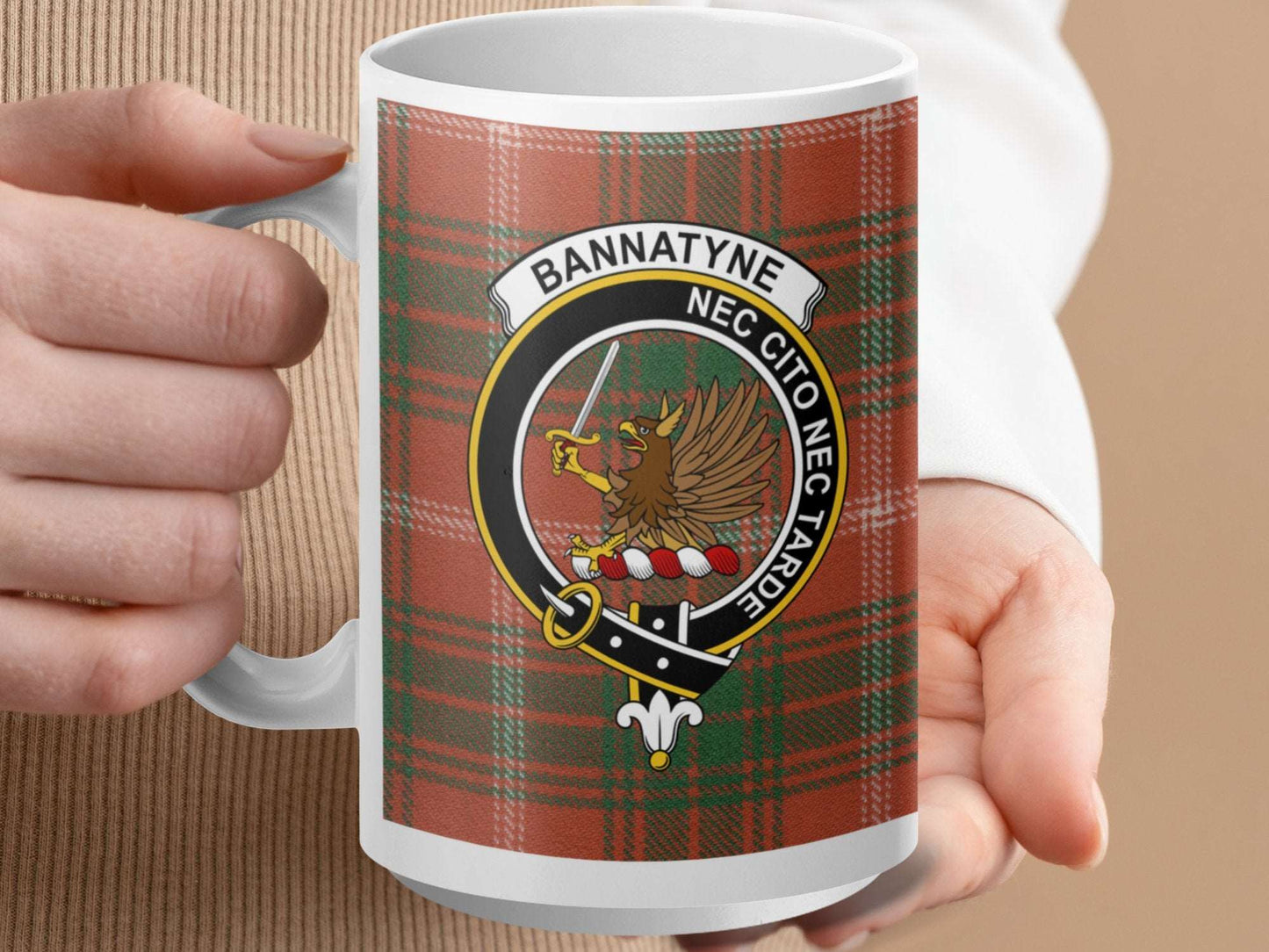 Bannatyne Family Clan Crest Tartan Plaid Design Mug - Living Stone Gifts