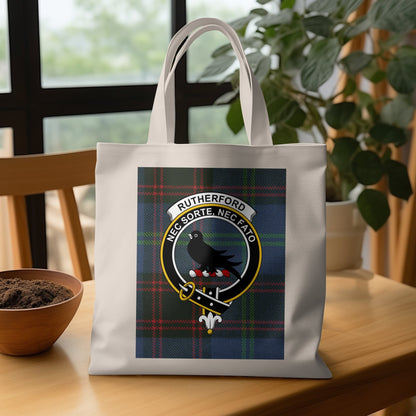 Scottish Clan Crest on Tartan Background Tote Bag - Living Stone Gifts