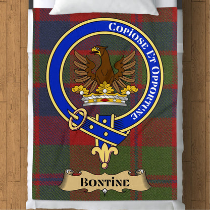 Scottish Clan Bontine Crest Tartan Throw Blanket - Living Stone Gifts